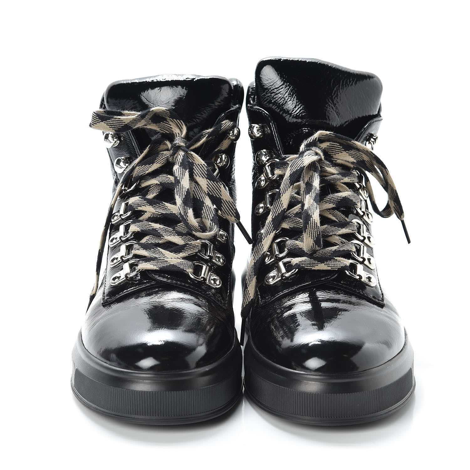 Chanel Patent Calfskin Quilted Womens High Top Sneakers 37.5 Black 2 of 7