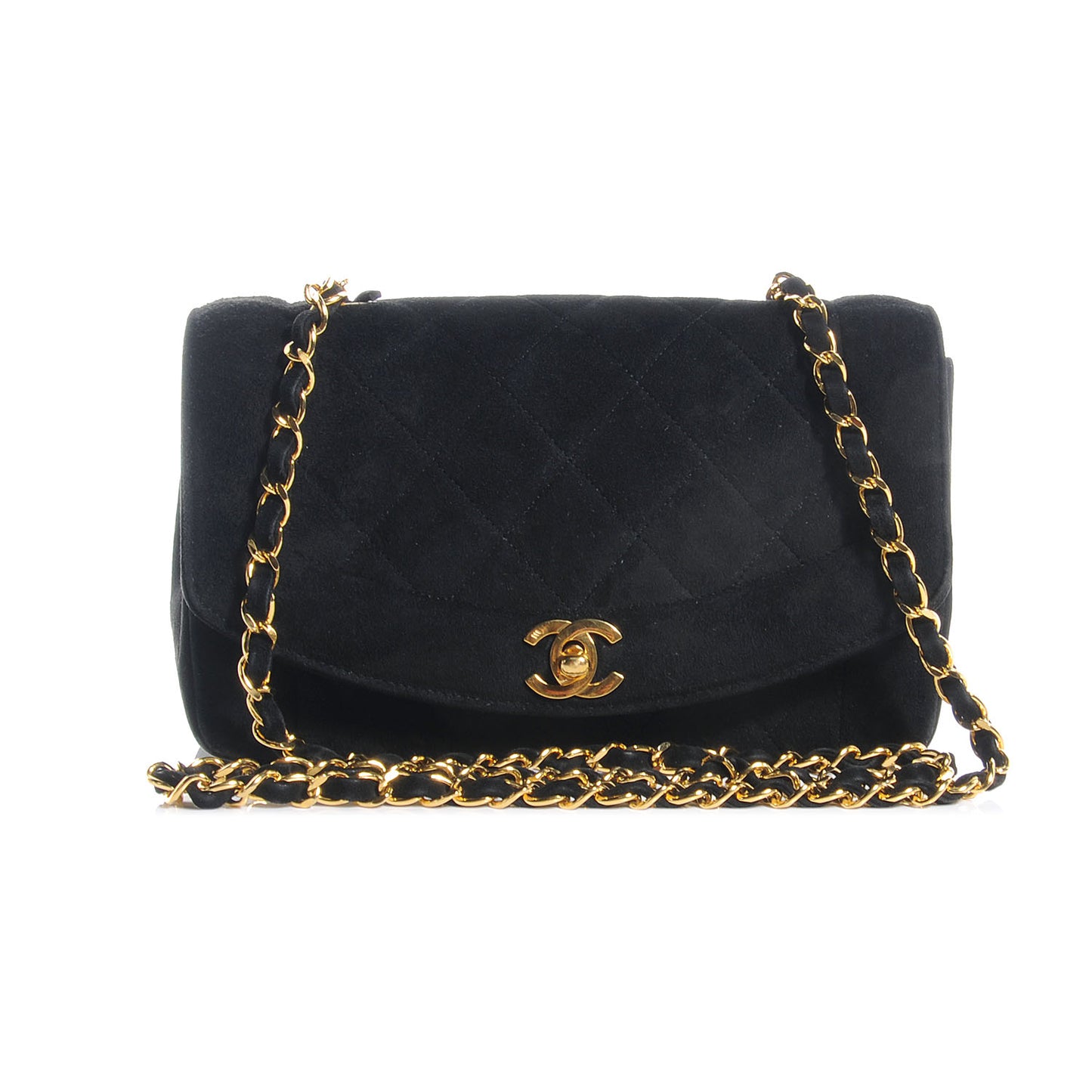 Suede Quilted Small Flap Black