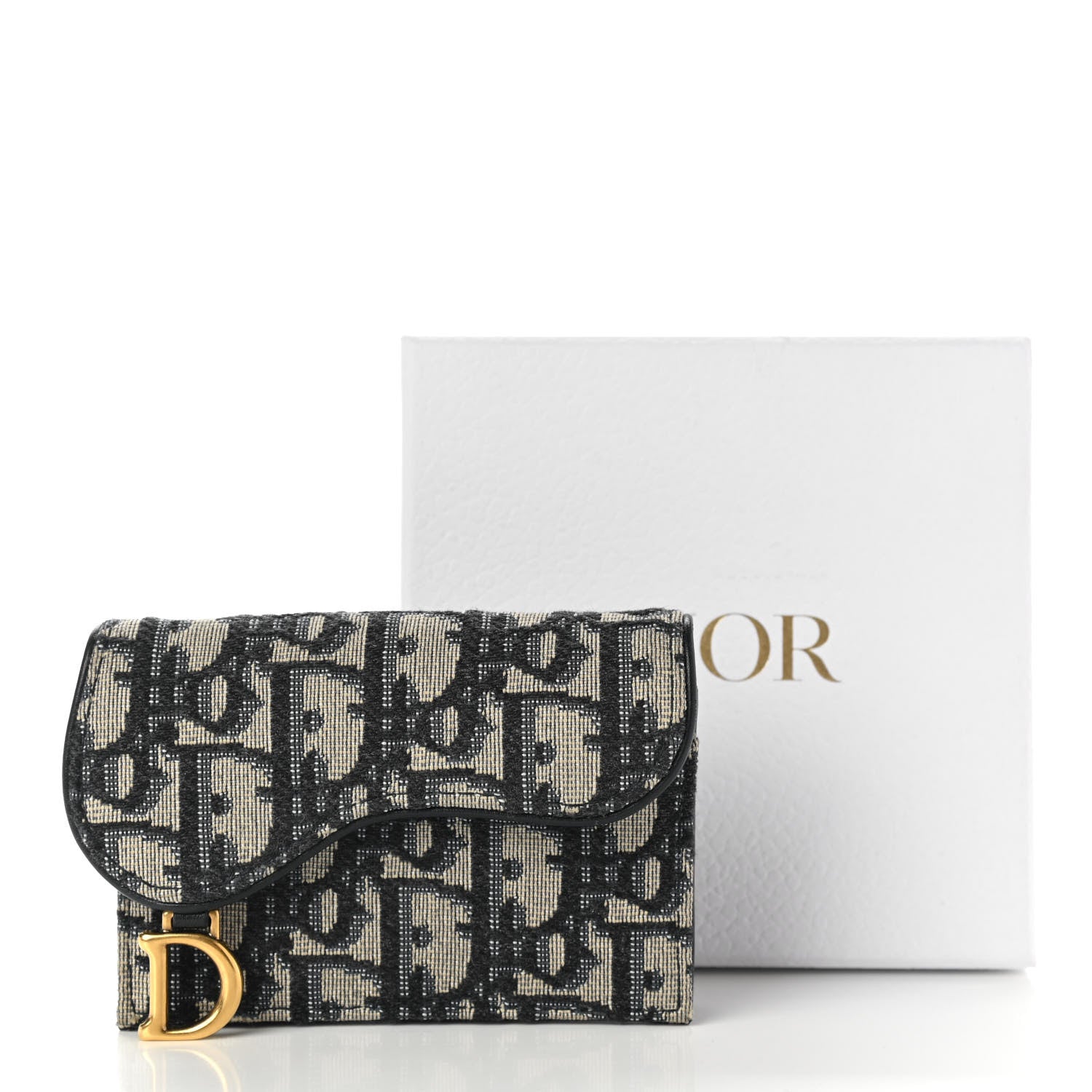 Christian Dior Oblique Saddle Card Holder Blue 9 of 9