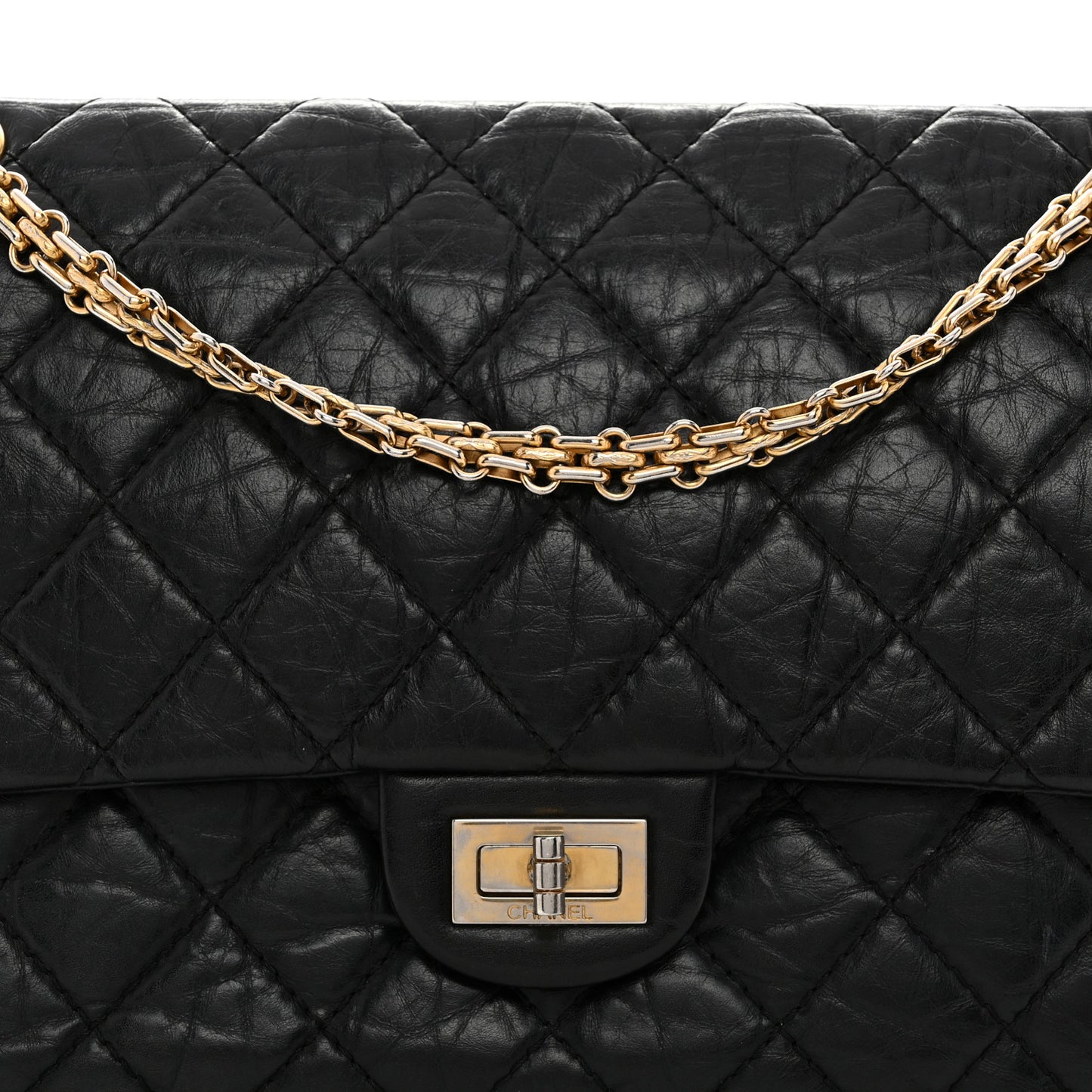 Aged Calfskin Quilted 2.55 Reissue 226 Flap Black