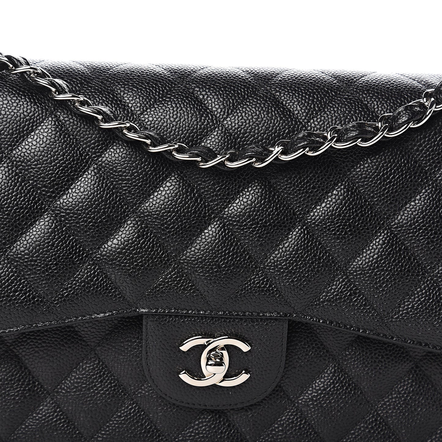 Caviar Quilted Jumbo Double Flap Black