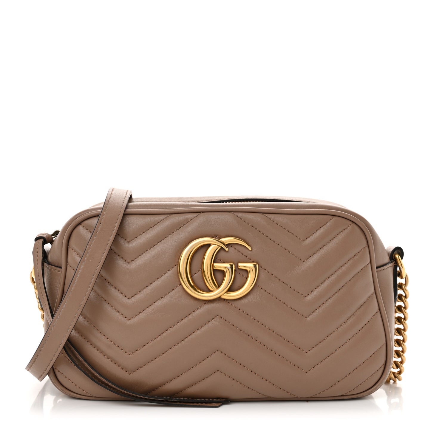 Calfskin Matelasse Small GG Marmont Chain Shoulder Bag Porcelain Rose