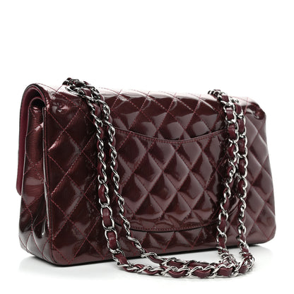 Chanel Striated Patent Quilted Medium Double Flap Burgundy 2 of 6