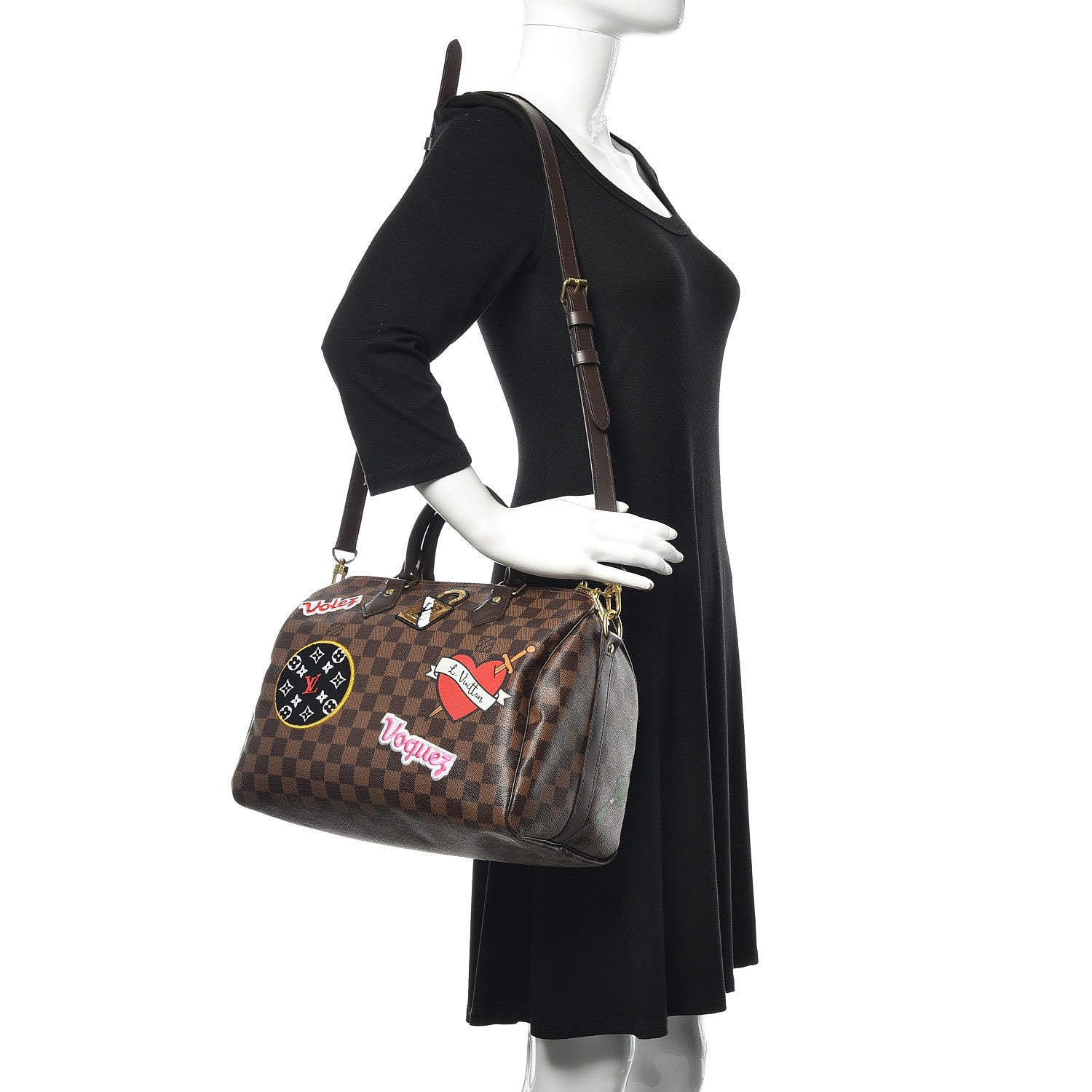 Louis Vuitton Damier Ebene Patches Speedy Bandouliere 30 2 of 10