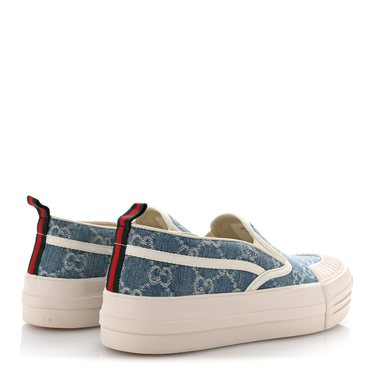 GG Denim Monogram Womens Slip On Sneakers 37 Light Blue Royale