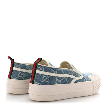 Gucci GG Denim Monogram Womens Slip On Sneakers 37 Light Blue Royale 5 of 10