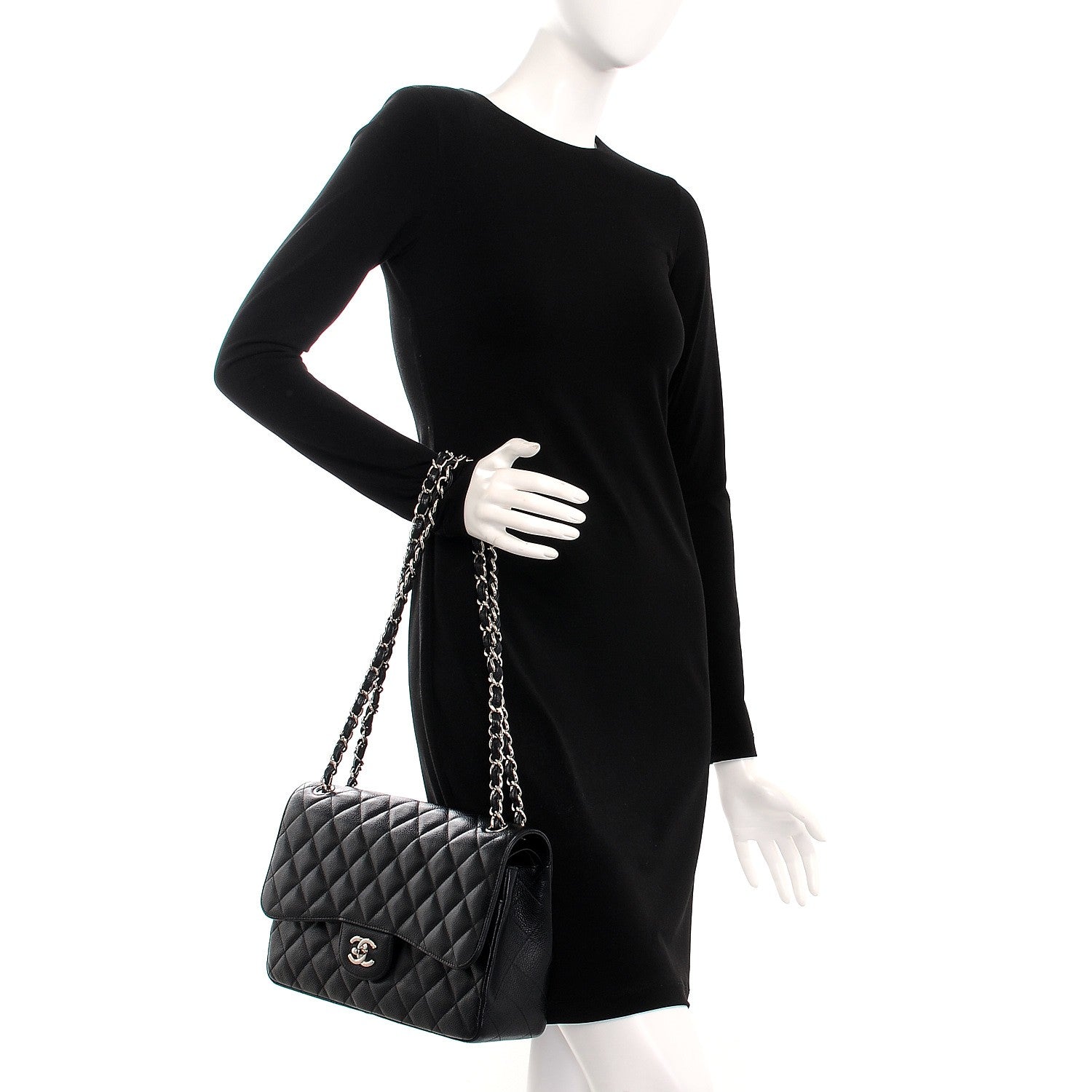 Chanel Caviar Quilted Jumbo Double Flap Black 3 of 8