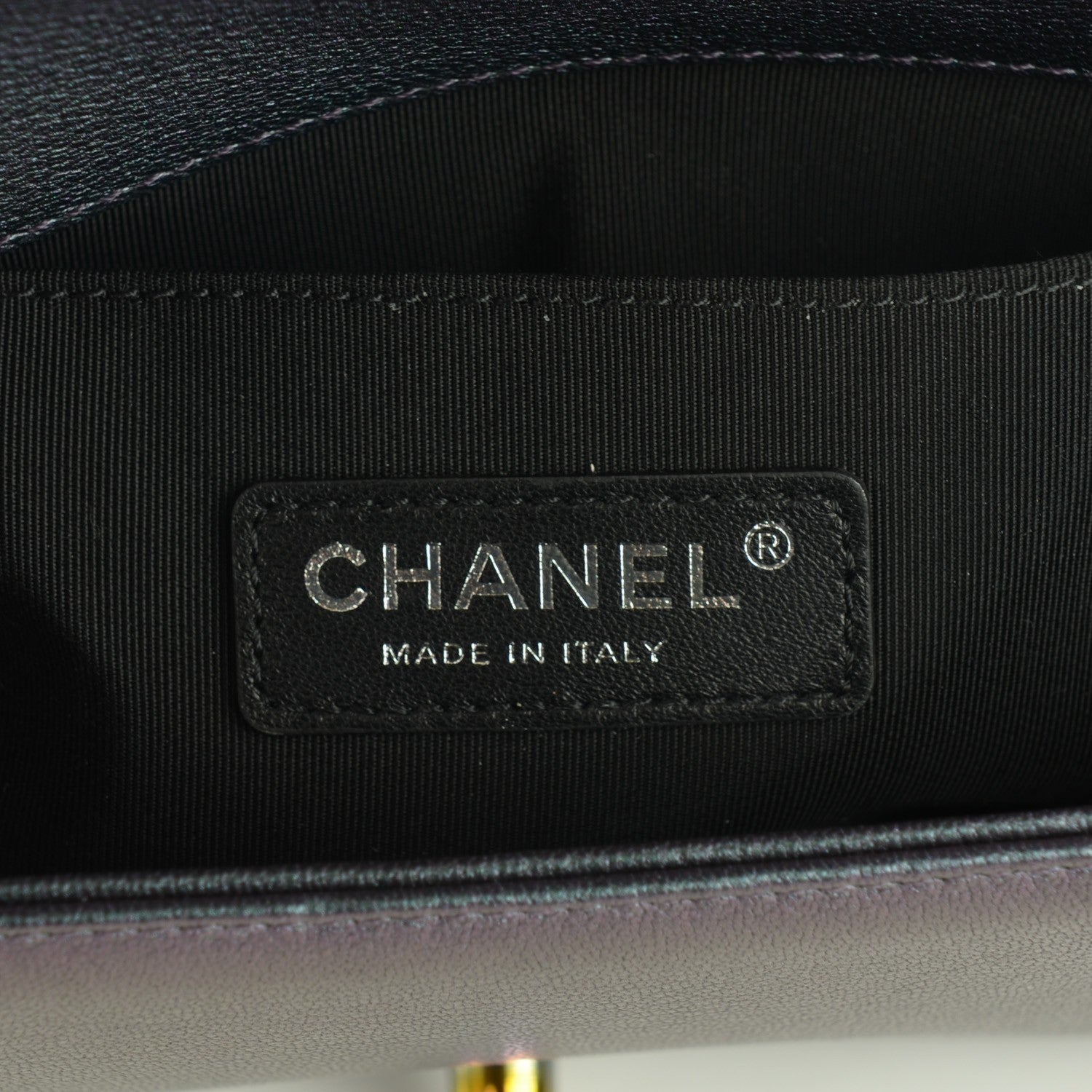 Chanel Iridescent Goatskin Quilted Small Boy with Iridescent Ruthenium Purple 8 of 9