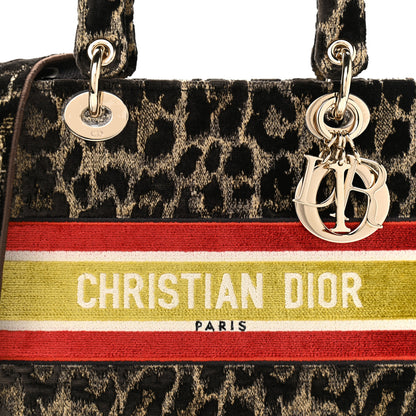 Christian Dior Velvet Mizza Embroidered Medium Lady D-Lite Beige Multicolor 7 of 9