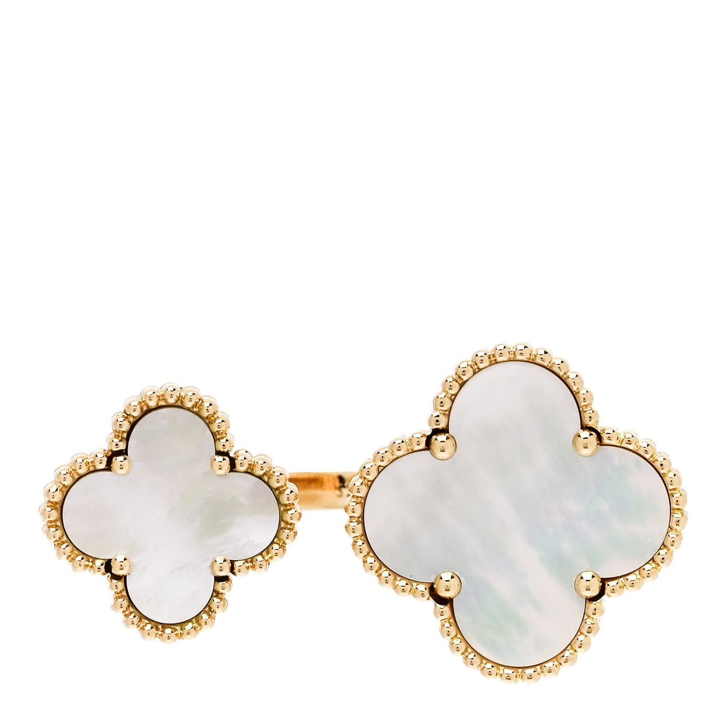 18K Yellow Gold Mother of Pearl Magic Alhambra Between the Finger Ring 52 6