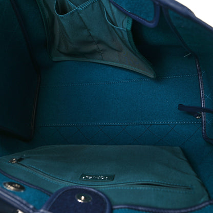 Chanel Wool Felt Calfskin Large Deauville Tote Blue Dark Blue 5 of 10