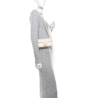 Gucci Calfskin Matelasse Monochrome GG Marmont Chain Belt Bag Mystic White 2 of 11