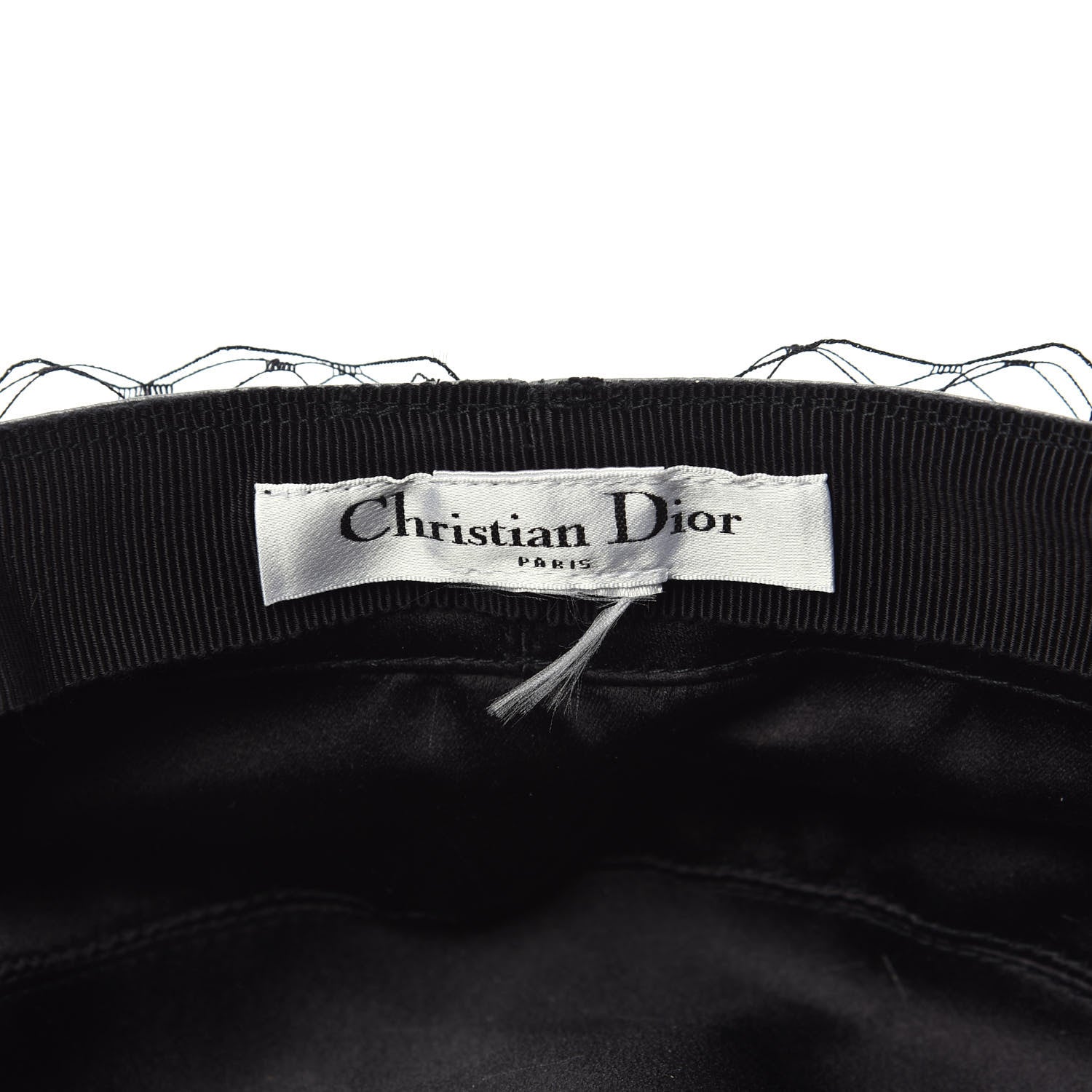 Christian Dior Calfskin Paris Revolution Cap With Veil 58 Black 4 of 6