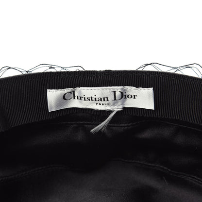 Christian Dior Calfskin Paris Revolution Cap With Veil 58 Black 4 of 6