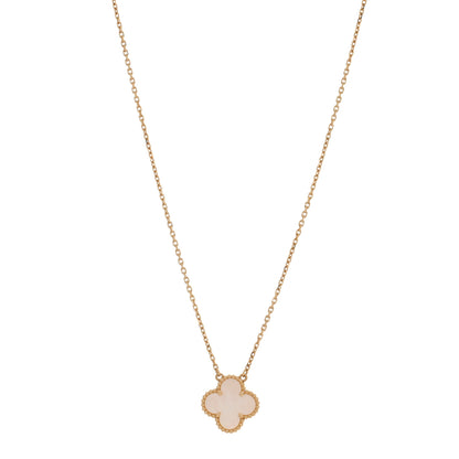 Van Cleef & Arpels 18K Yellow Gold Mother of Pearl Vintage Alhambra Pendant Necklace 1 of 5