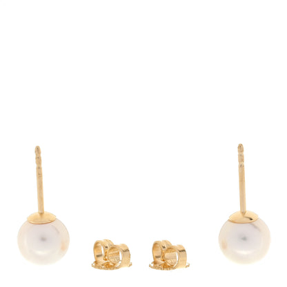 Tiffany 18K Yellow Gold Akoya Cultured Pearl 7-7.5mm Signature Earrings 3 of 5