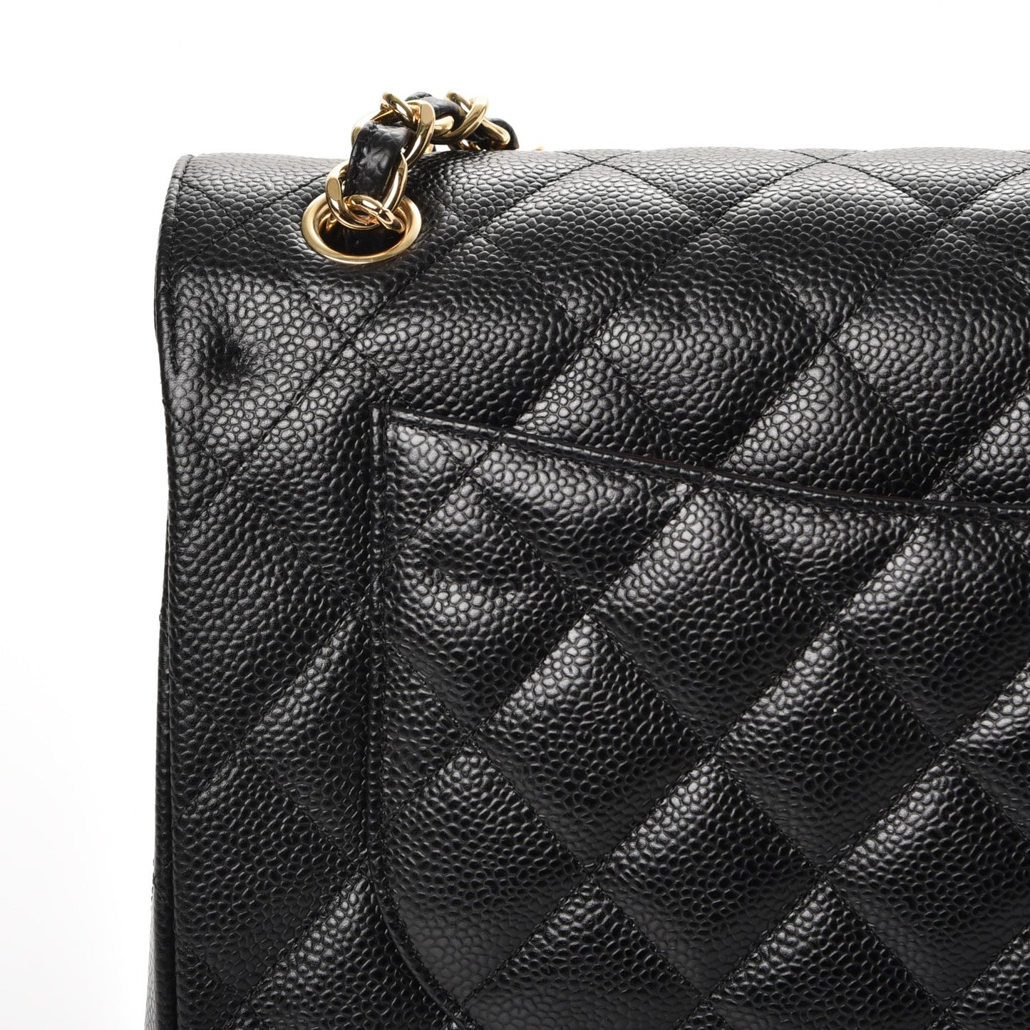 Caviar Quilted Jumbo Double Flap Black