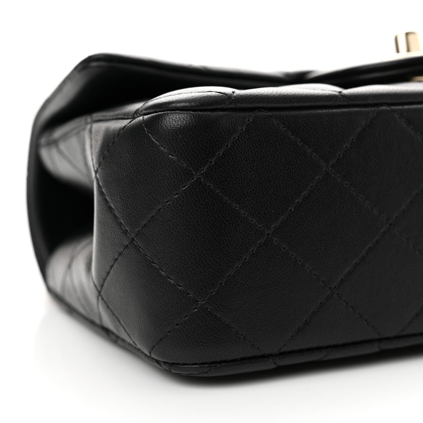 Lambskin Quilted Mini Top Handle Rectangular Flap Black
