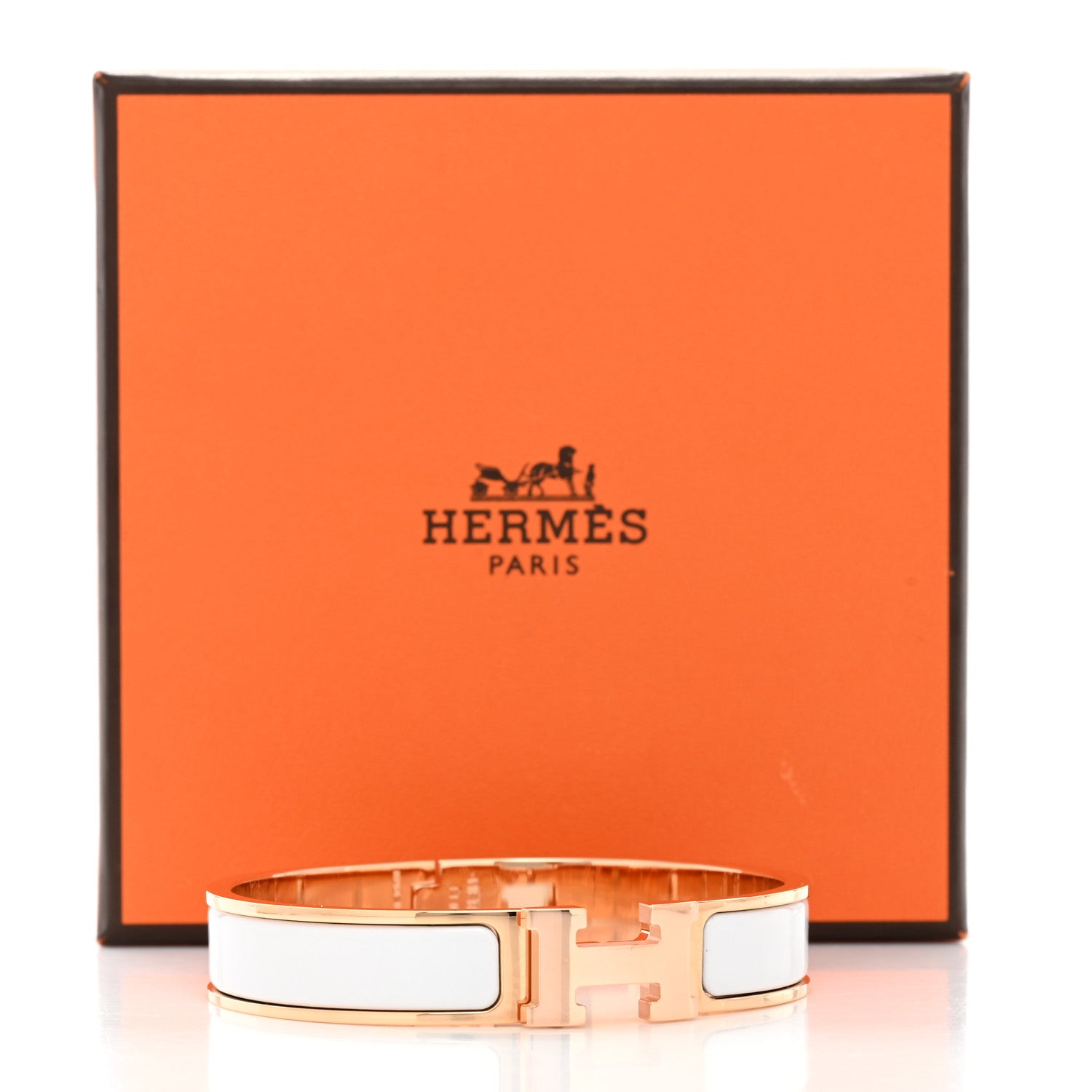 Hermes Enamel Narrow Clic Clac H Bracelet GM White 5 of 5