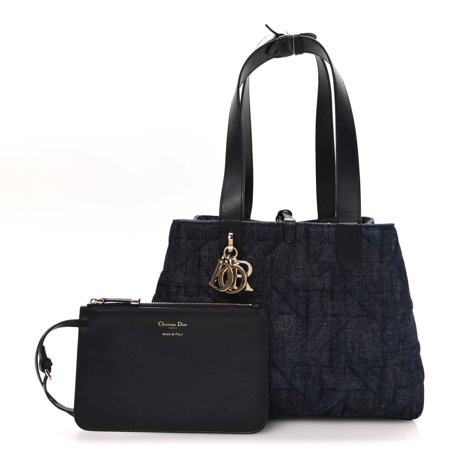 Christian Dior Denim Graphic Cannage Medium Toujours Blue 3 of 11