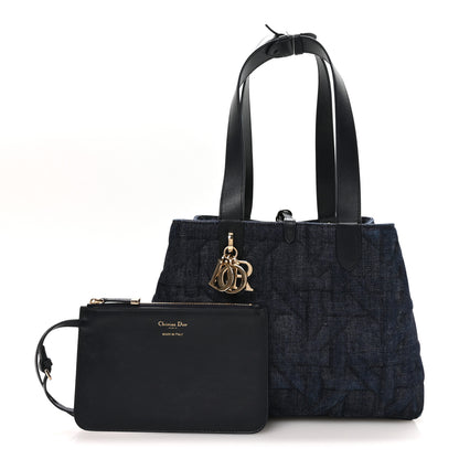 Christian Dior Denim Graphic Cannage Medium Toujours Blue 3 of 11