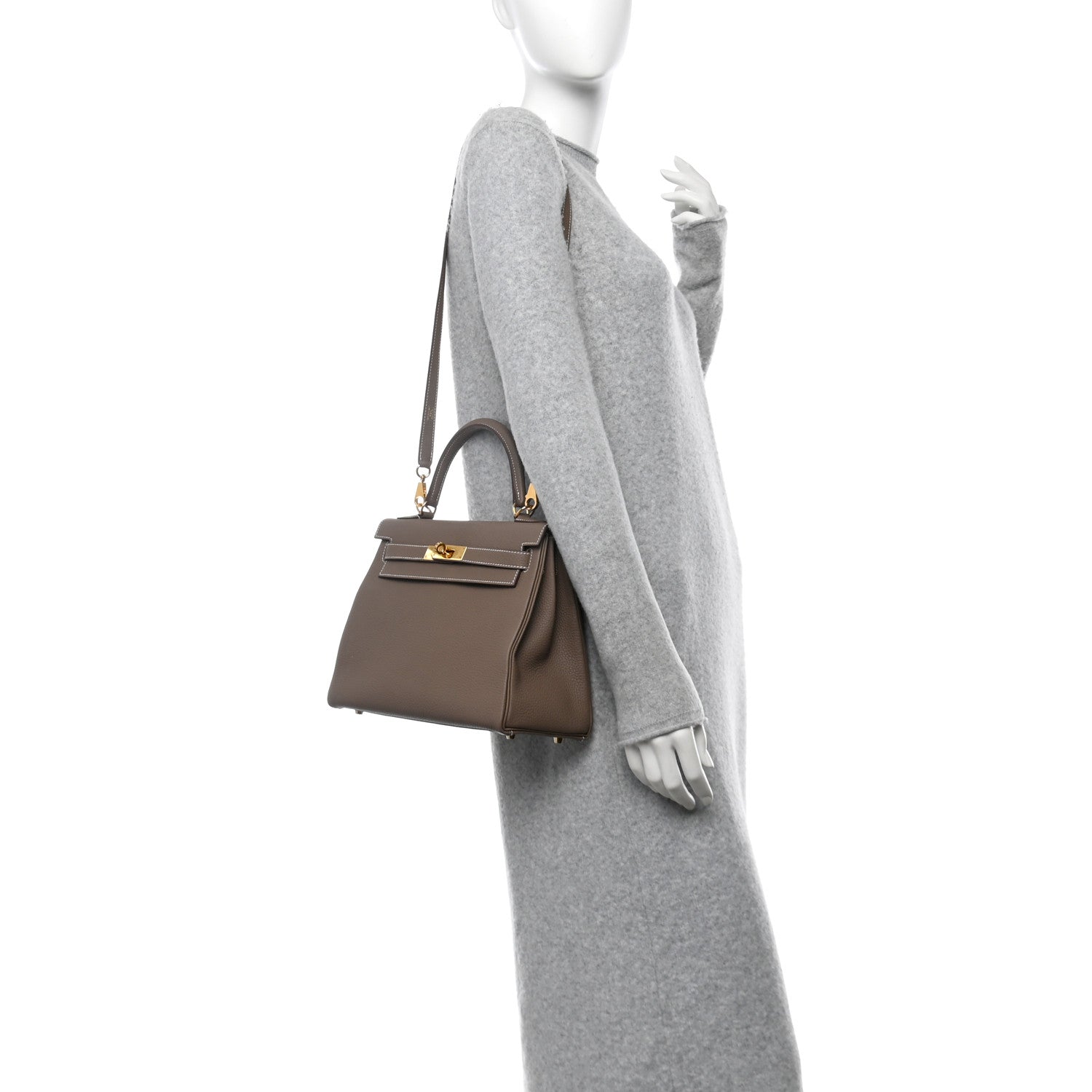 Hermes Togo Kelly Retourne 28 Etoupe 2 of 10