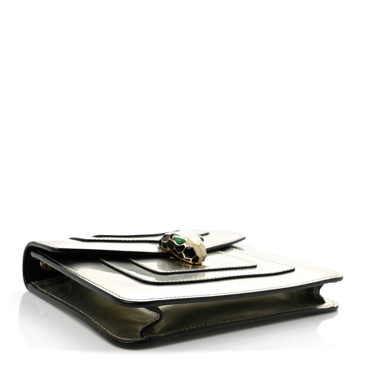 Bulgari Metallic Calfskin Small Serpenti Forever Snake Strap Crossbody Bag Silver 4 of 10