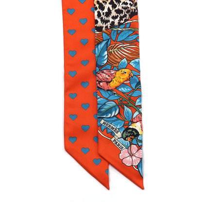 Hermes Silk Jungle Love Love Twilly Orange Bleu Brun 2 of 4