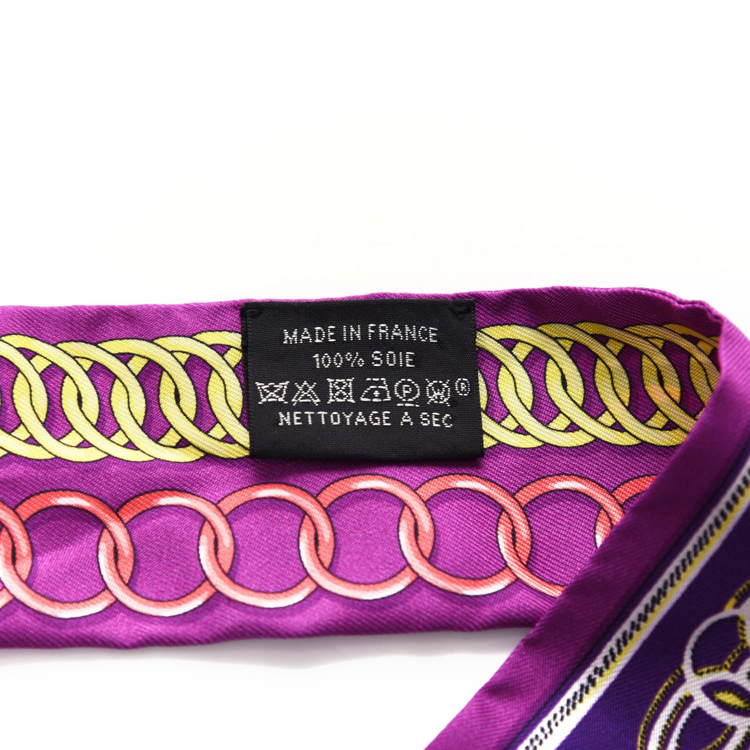 Hermes Silk Maillons Twilly Fuchsia Violet Jaune 3 of 3