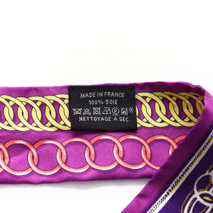 Hermes Silk Maillons Twilly Fuchsia Violet Jaune 3 of 3