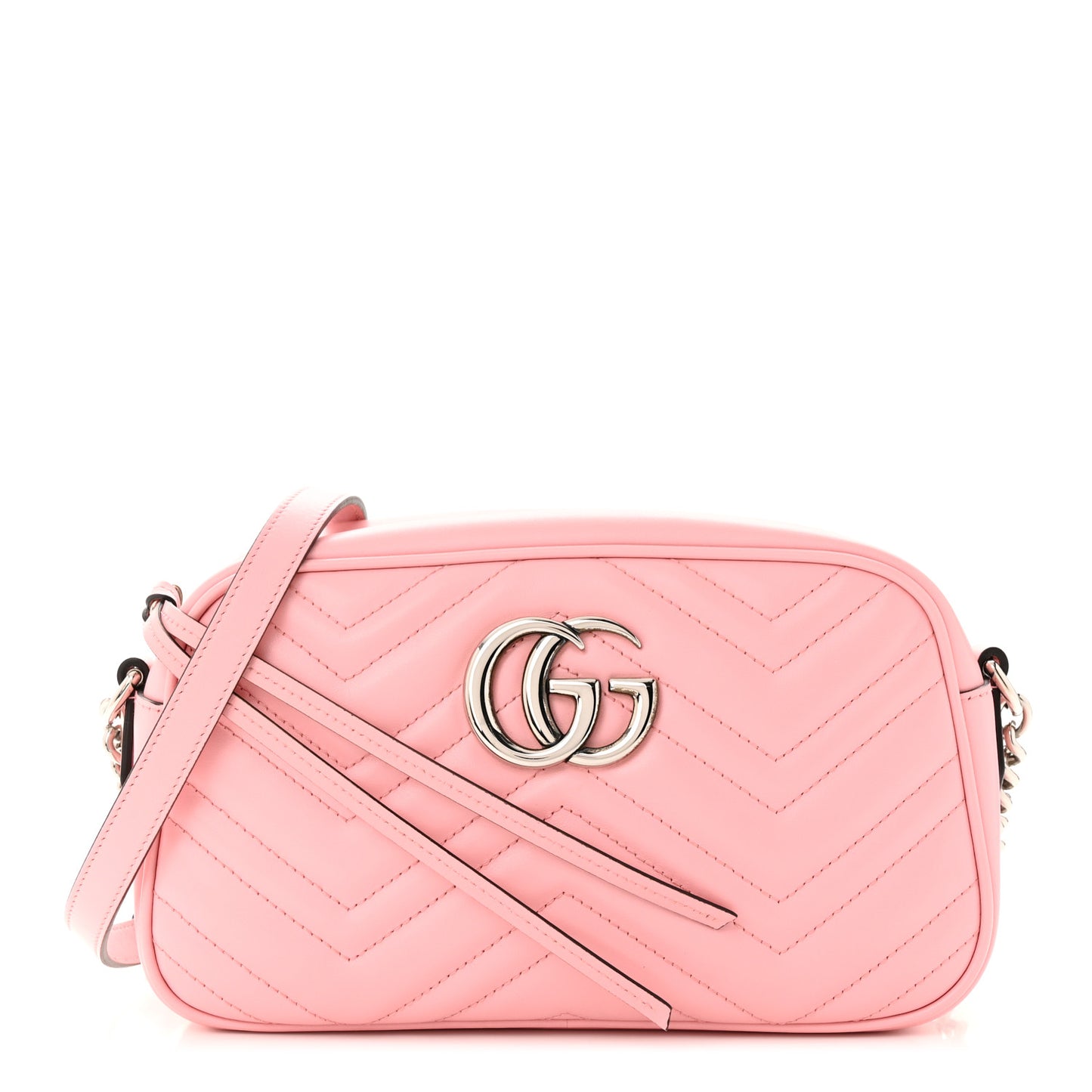 Calfskin Matelasse Small GG Marmont Chain Shoulder Bag Wild Rose