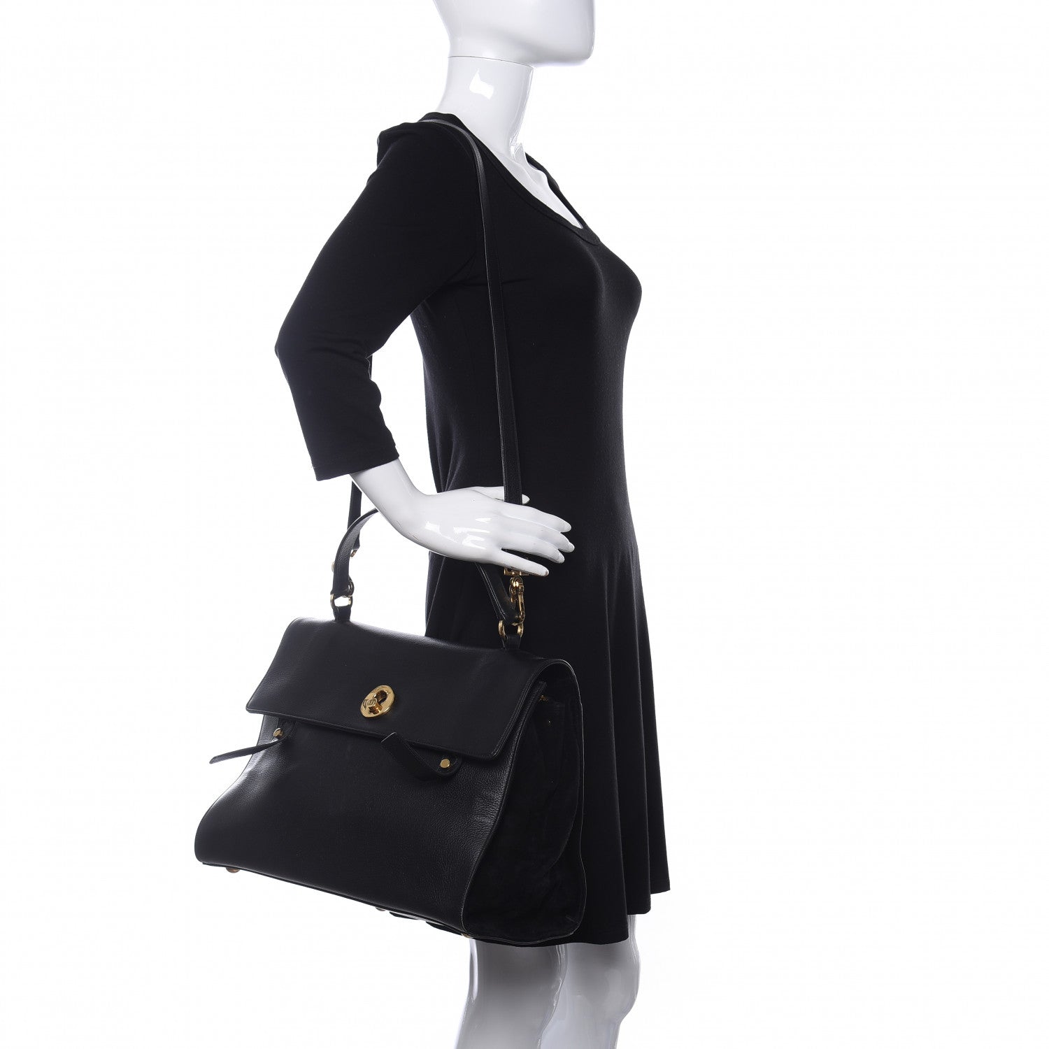 Saint Laurent Calfskin Suede Large Muse Two Black 2 of 12
