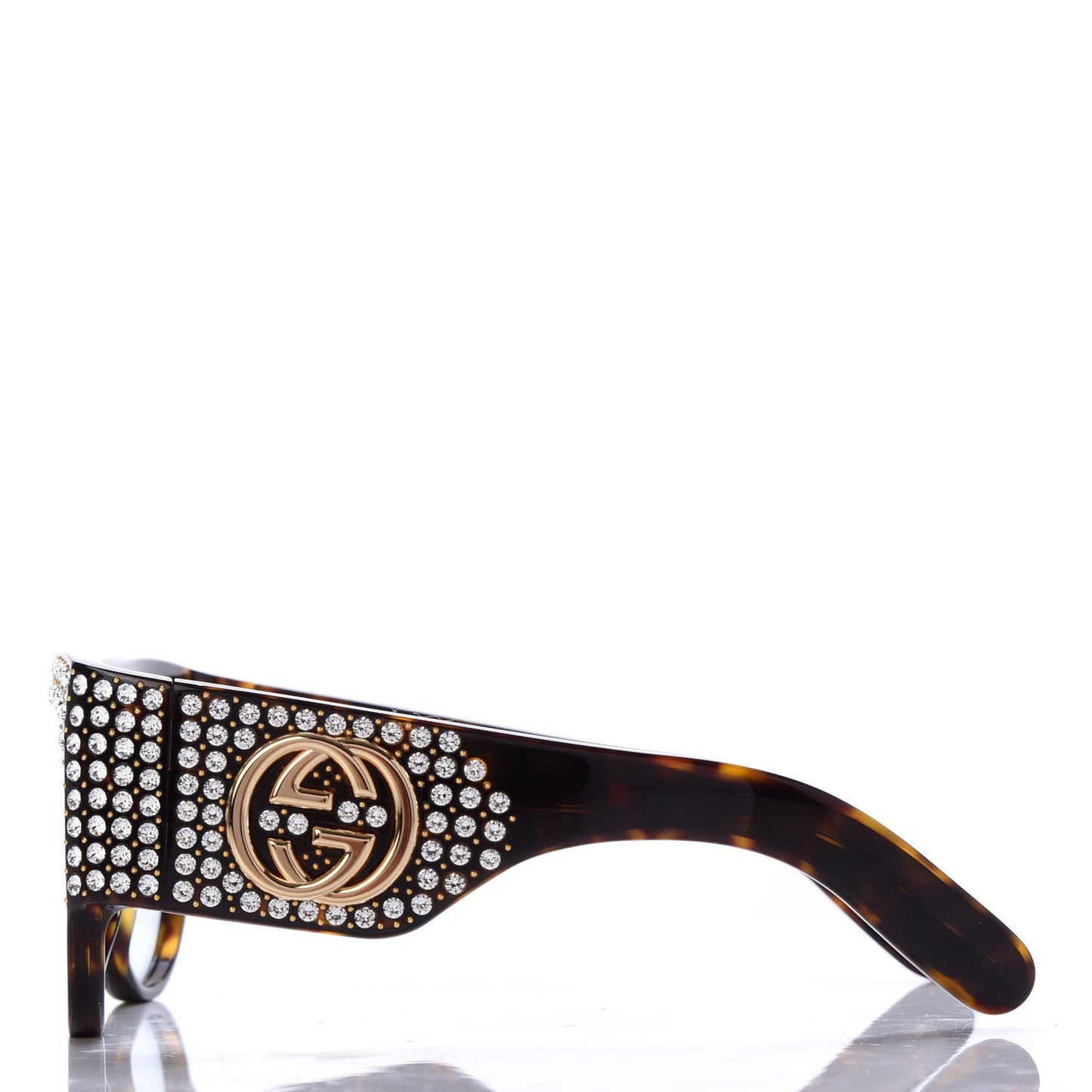 Acetate Crystal Oversize Hollywood Forever Sunglasses GG0144S Tortoiseshell