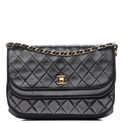 Chanel Lambskin Quilted Medium Round Double Flap Black 1 of 10