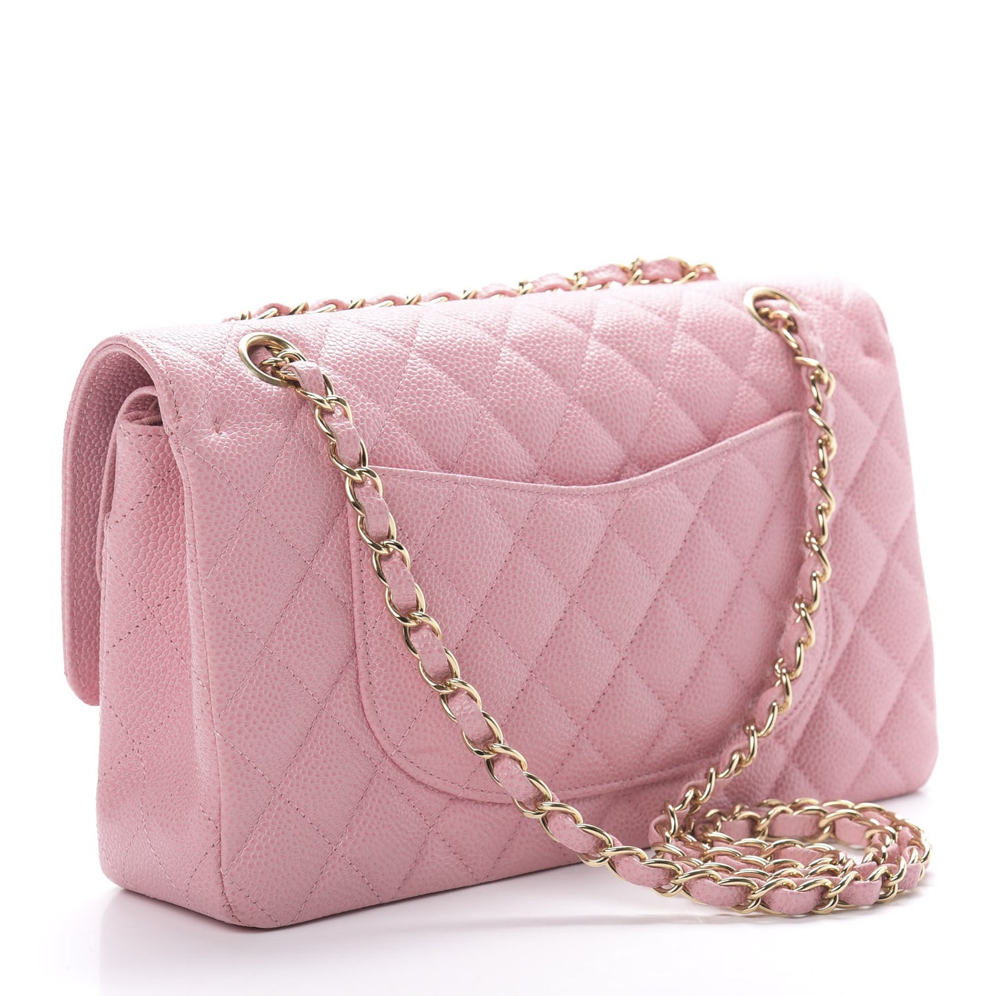 Caviar Quilted Medium Double Flap Pink