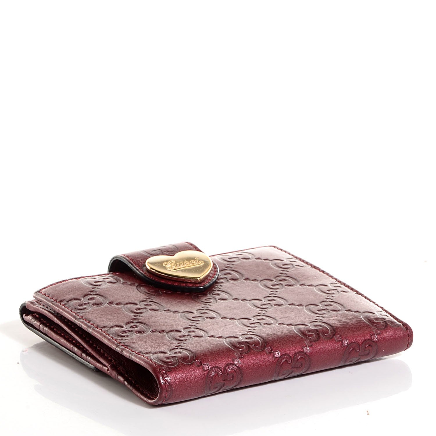 Gucci Guccisima Heart Flap French Wallet Dark Red 4 of 7