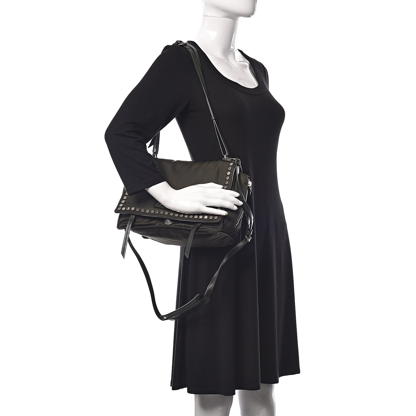 Nylon Tessuto Studded Small Etiquette Bag Militare Astrale