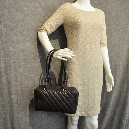 Chanel Calfskin Quilted Large Cambon Bowler Dark Brown 2 of 10