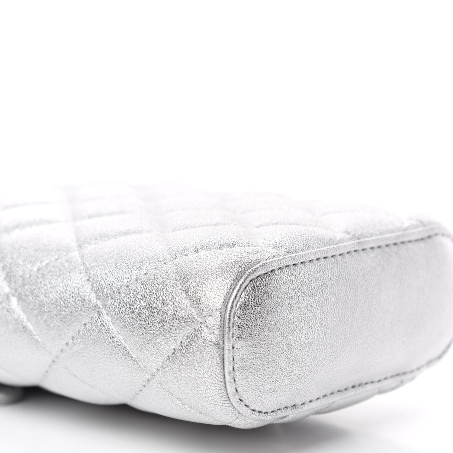 Chanel Metallic Lambskin Quilted Phone Holder With Chain Silver 6 of 10