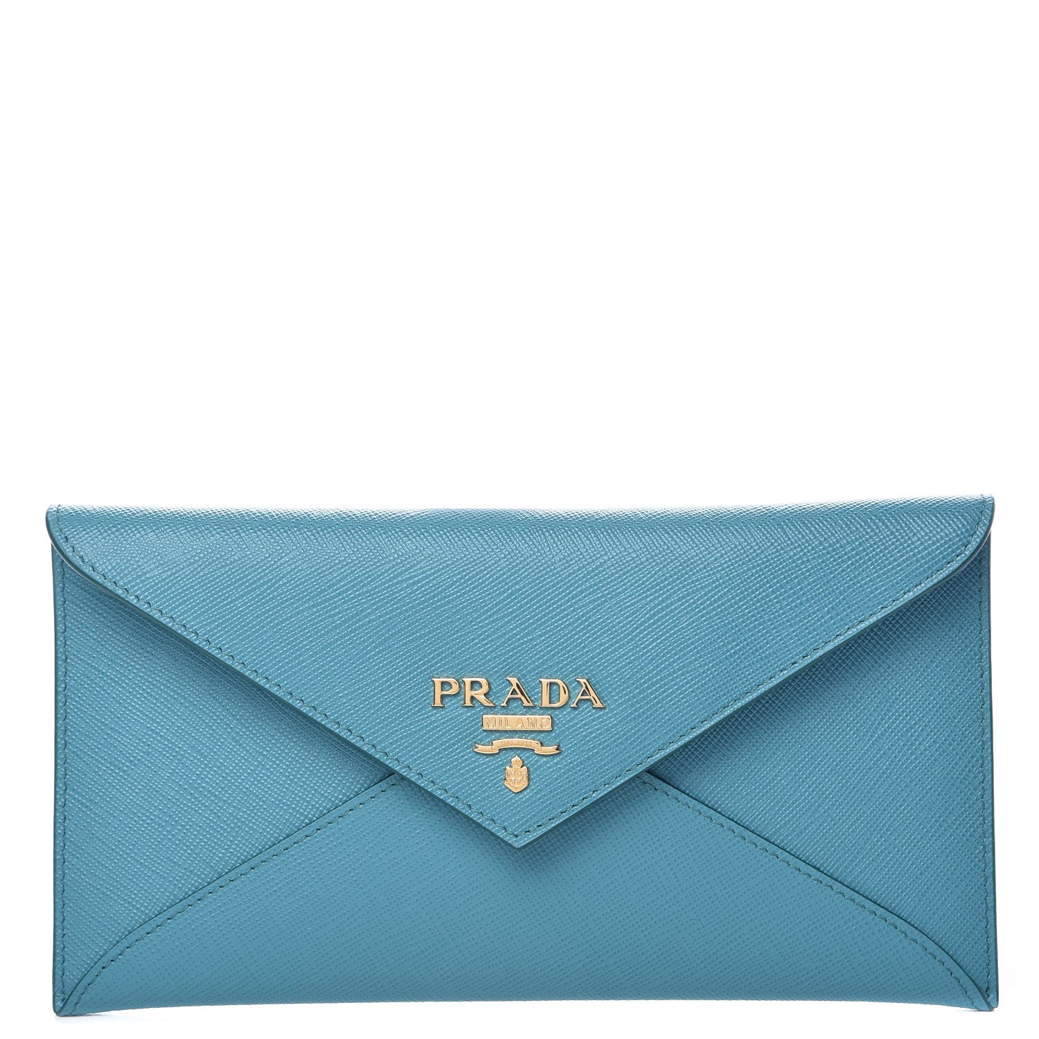 Prada Saffiano Metal Envelope Wallet Turchese 1 of 8