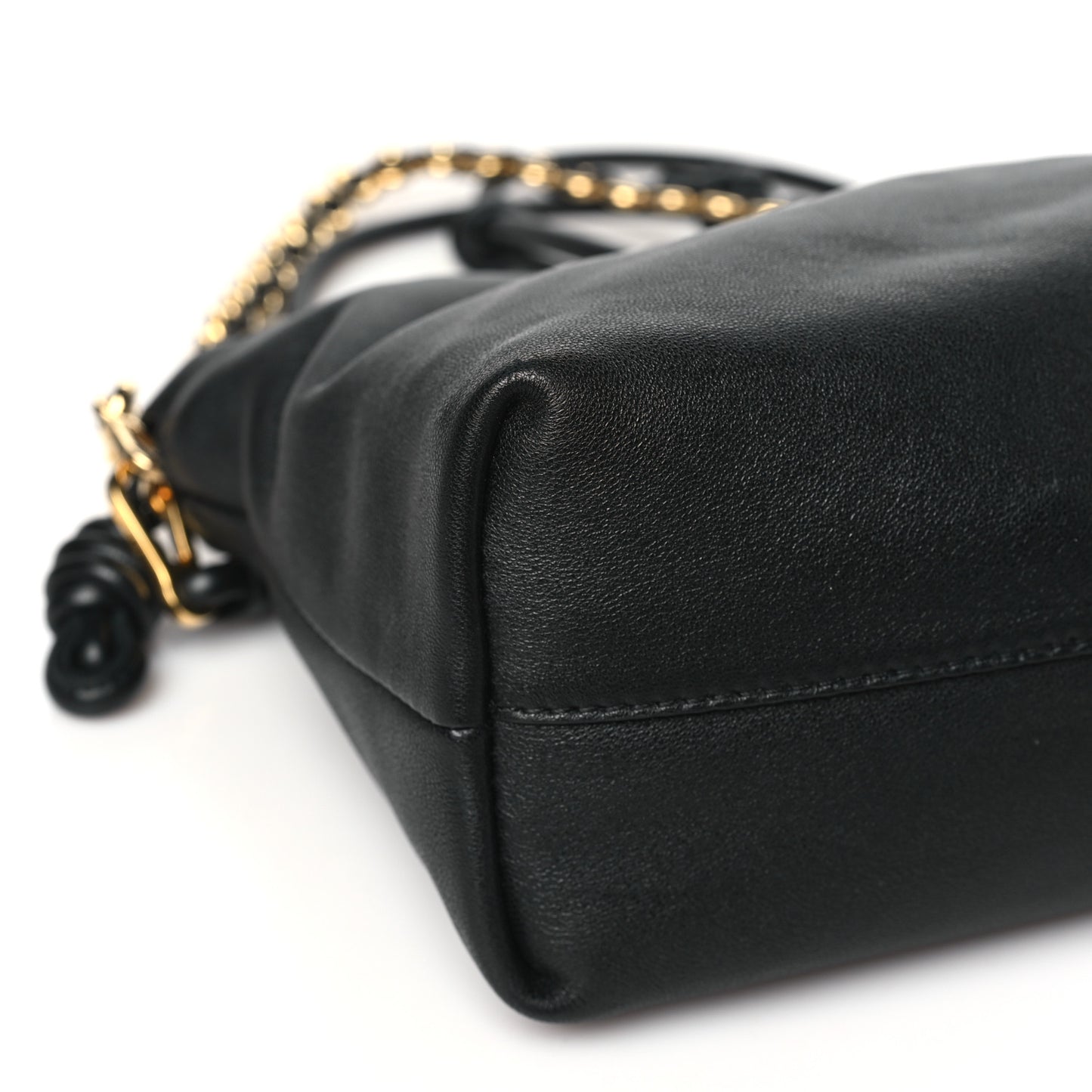 Mellow Nappa Donut Chain Flamenco Knot Clutch Black
