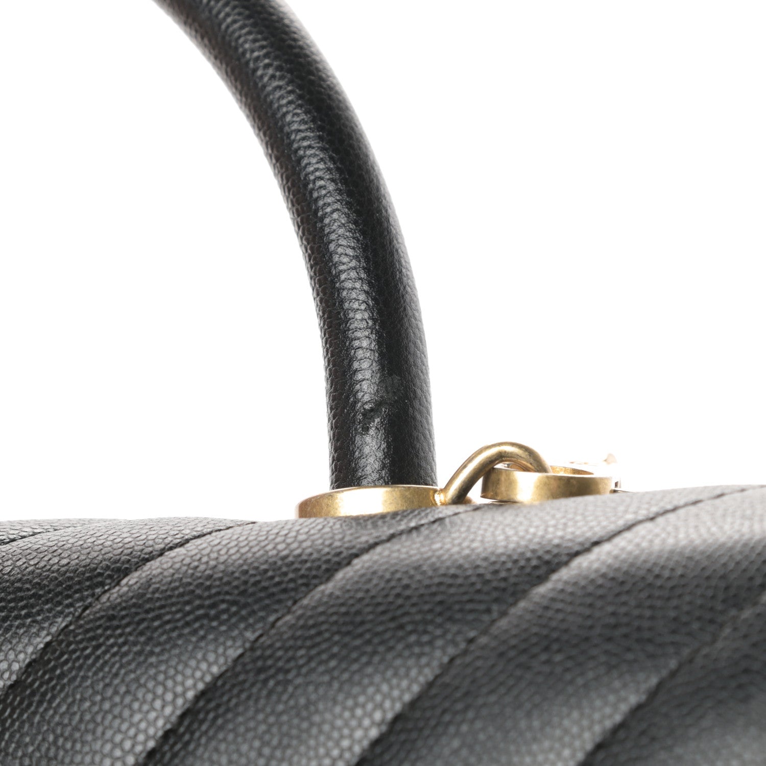 Chanel Caviar Chevron Quilted Medium Coco Handle Flap Black 15 of 15