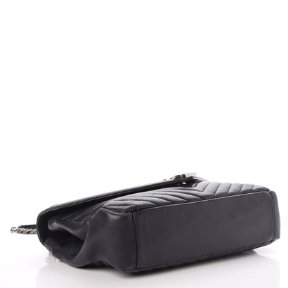 Saint Laurent Sheepskin Matelasse Chevron Monogram Large College Satchel Navy Blue 5 of 17