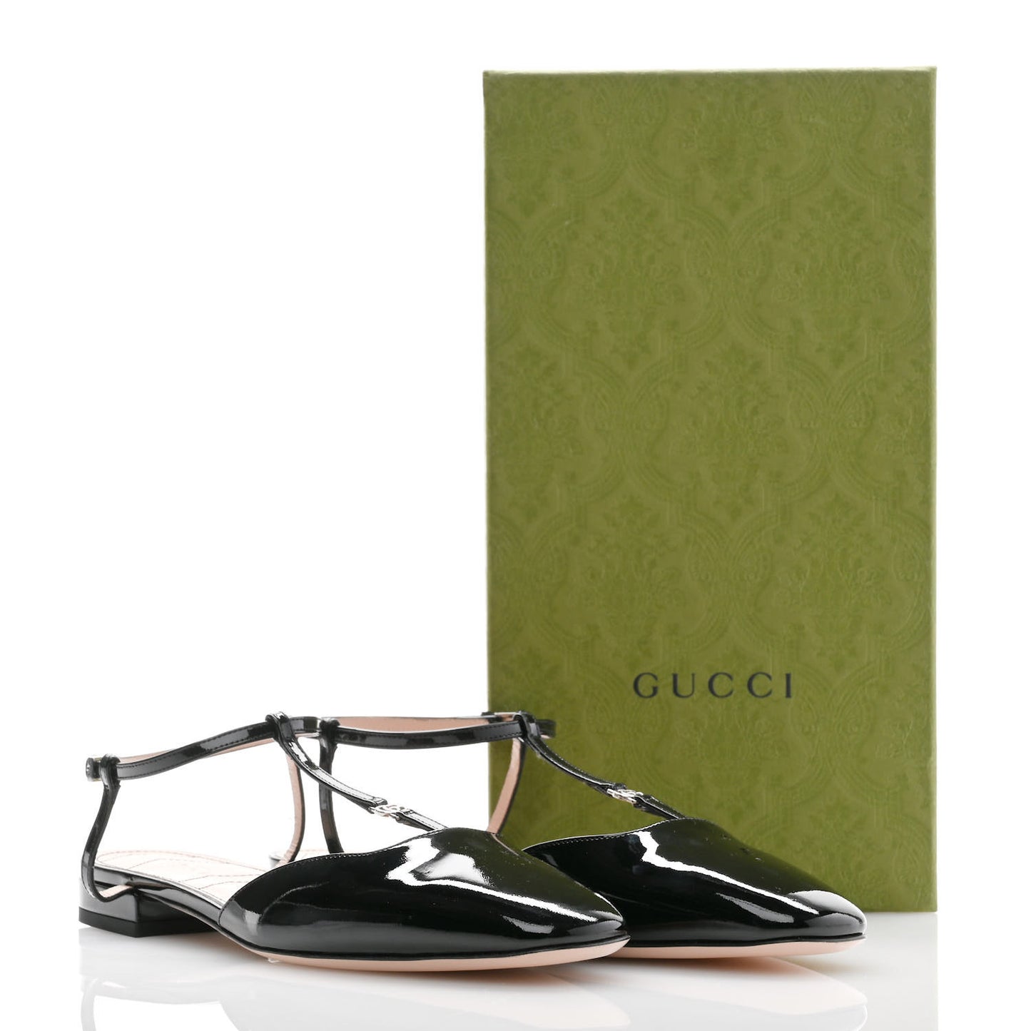 Vernice Crystal Double G Ballet Flats 40 Black