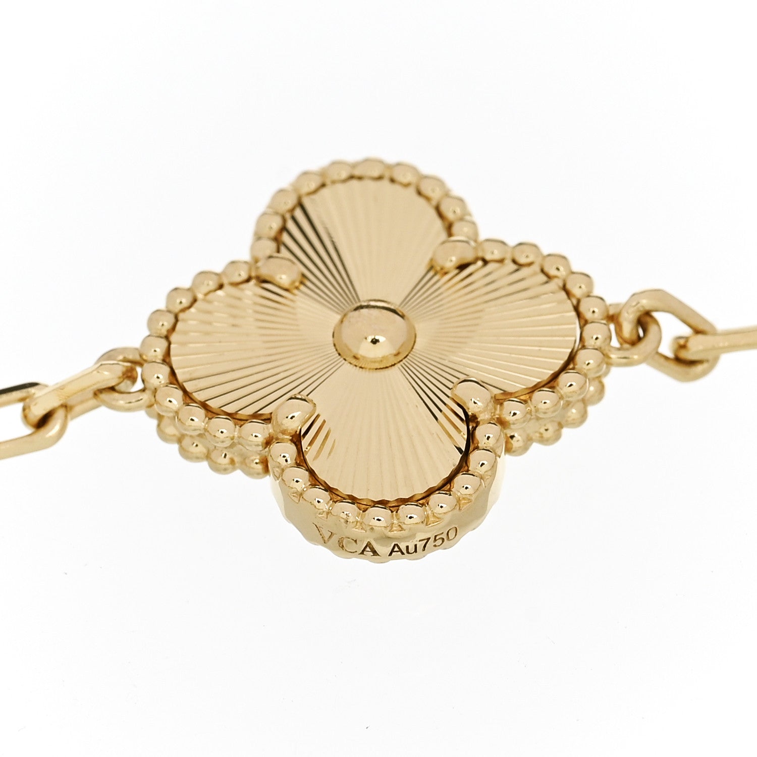 Van Cleef & Arpels 18K Yellow Gold 5 Motifs Guilloche Vintage Alhambra Bracelet 4 of 5