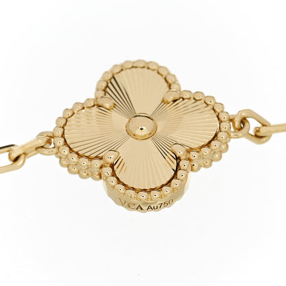 Van Cleef & Arpels 18K Yellow Gold 5 Motifs Guilloche Vintage Alhambra Bracelet 4 of 5