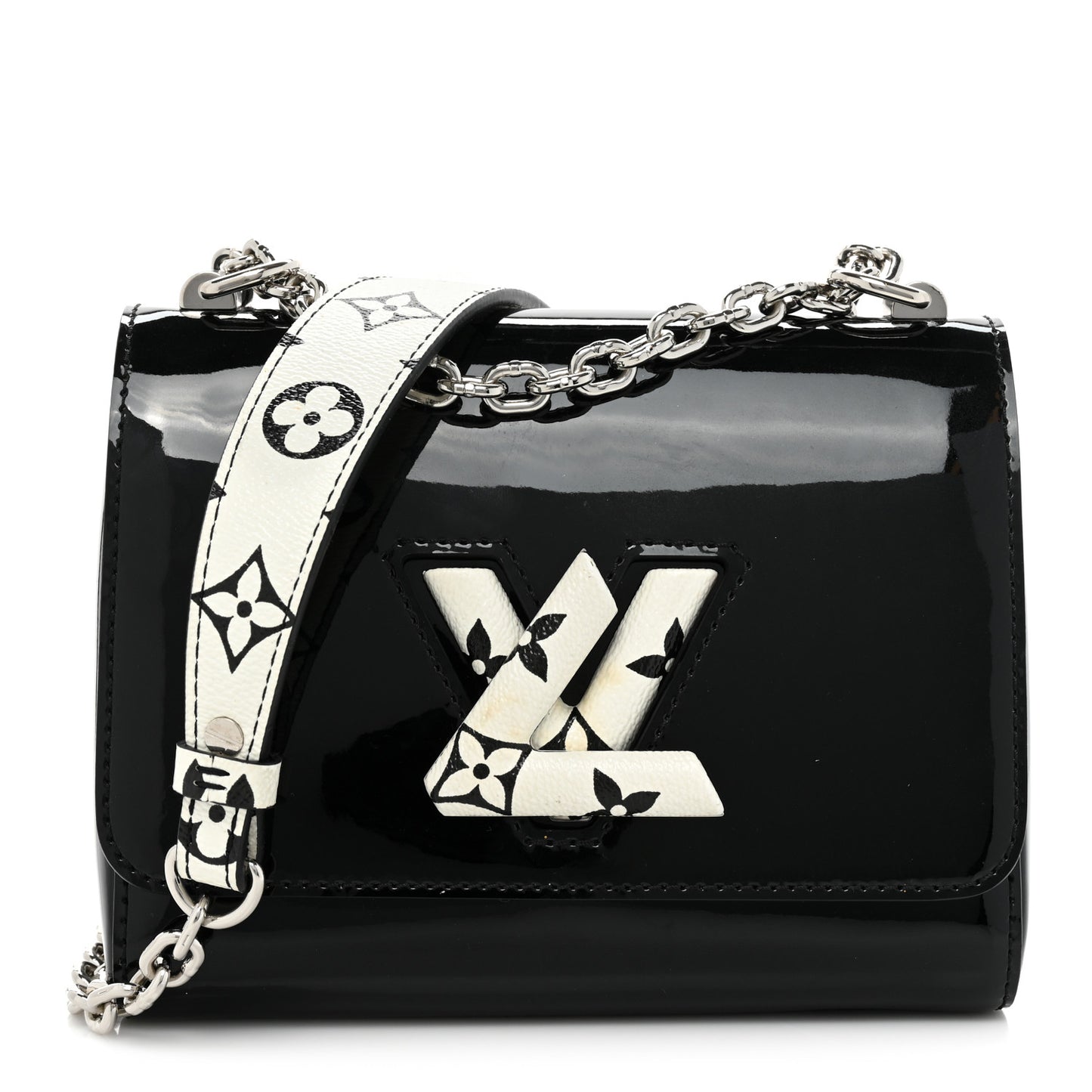 Patent Monogram Twist Shoulder Bag PM Black