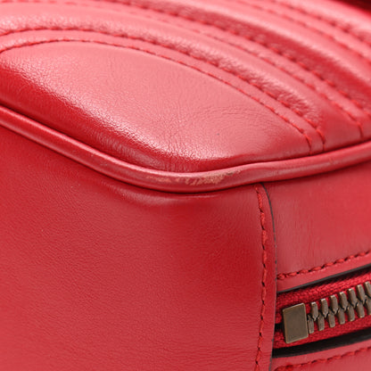 Gucci Calfskin Matelasse Sylvie Web Small GG Marmont Top Handle Shoulder Bag Hibiscus Red 10 of 11