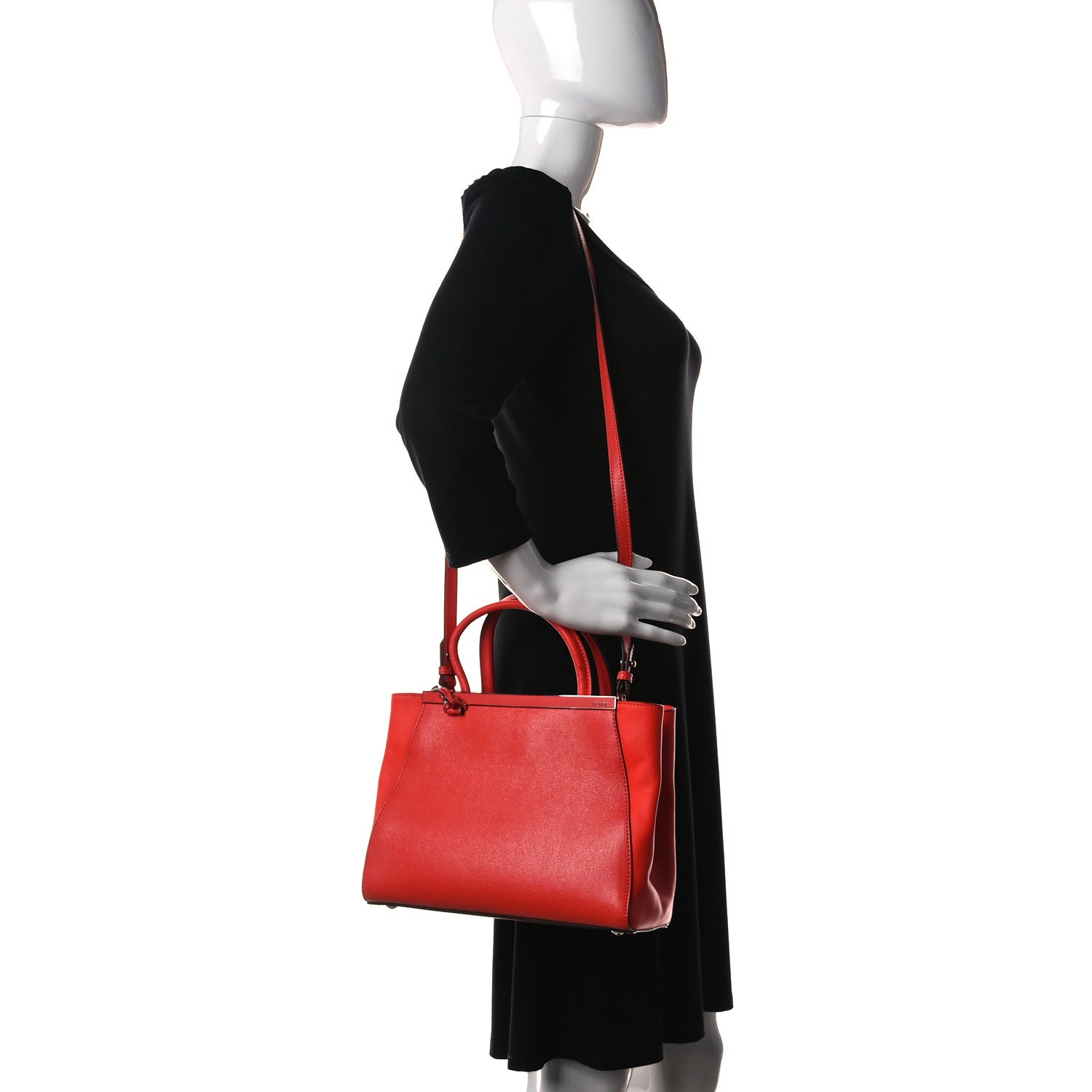 Fendi Vitello Elite Petite 2Jours Tote Papavero 2 of 12