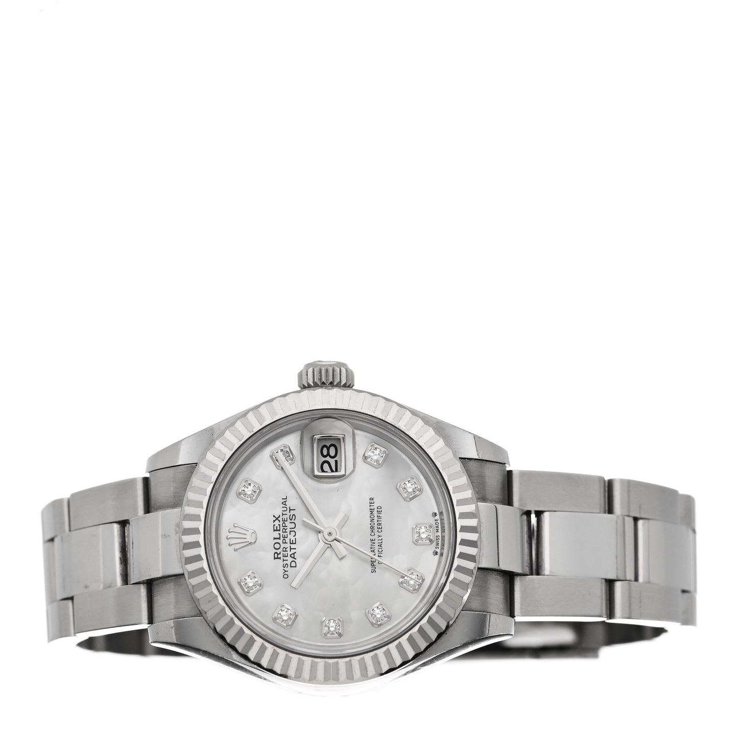 Stainless Steel 18K White Gold Diamond Mother of Pearl 28mm Oyster Perpetual Datejust Watch 279174